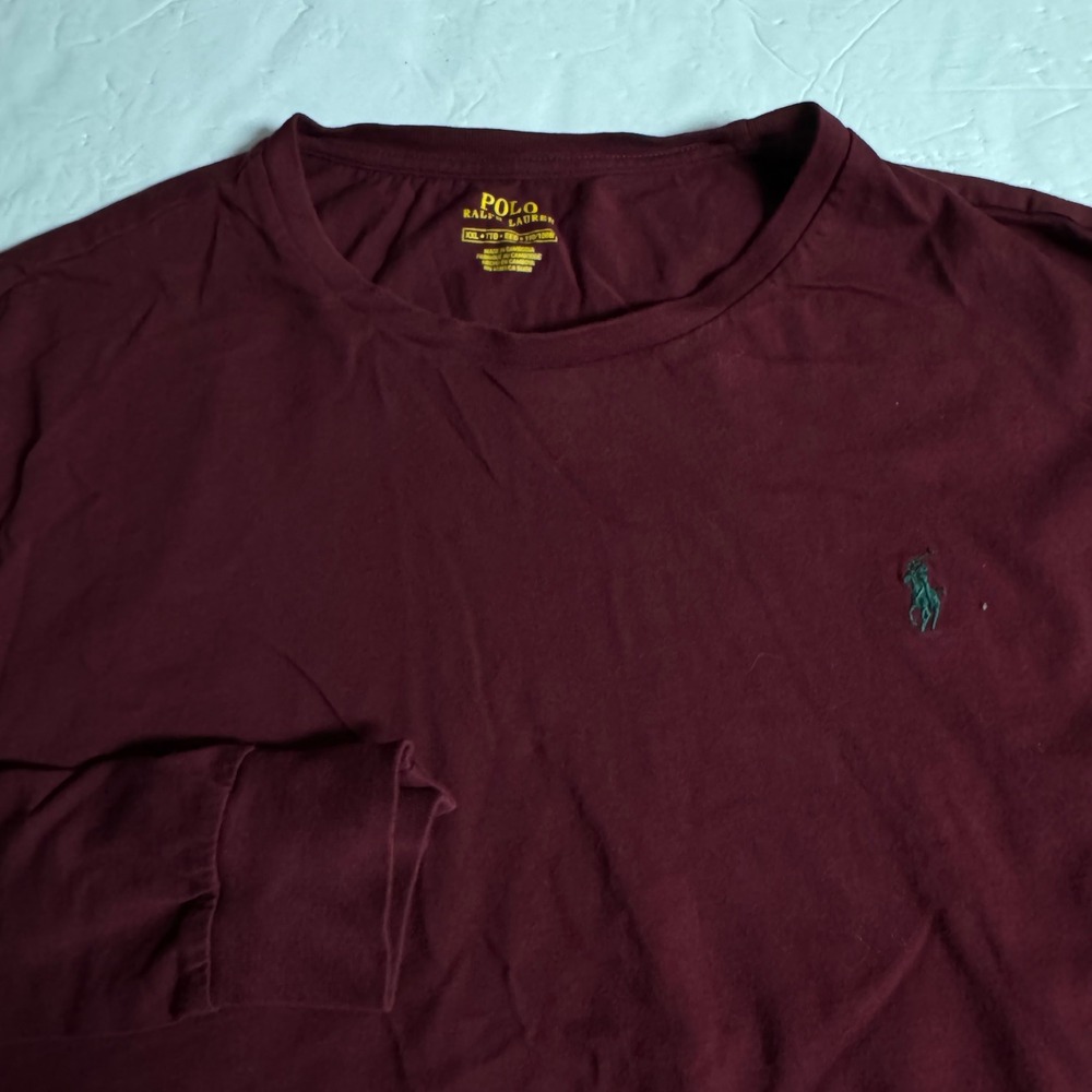 Polo Ralph Lauren Mens XXL Long Sleeve T-Shirt Burgundy Maroon Pony Logo Cotton